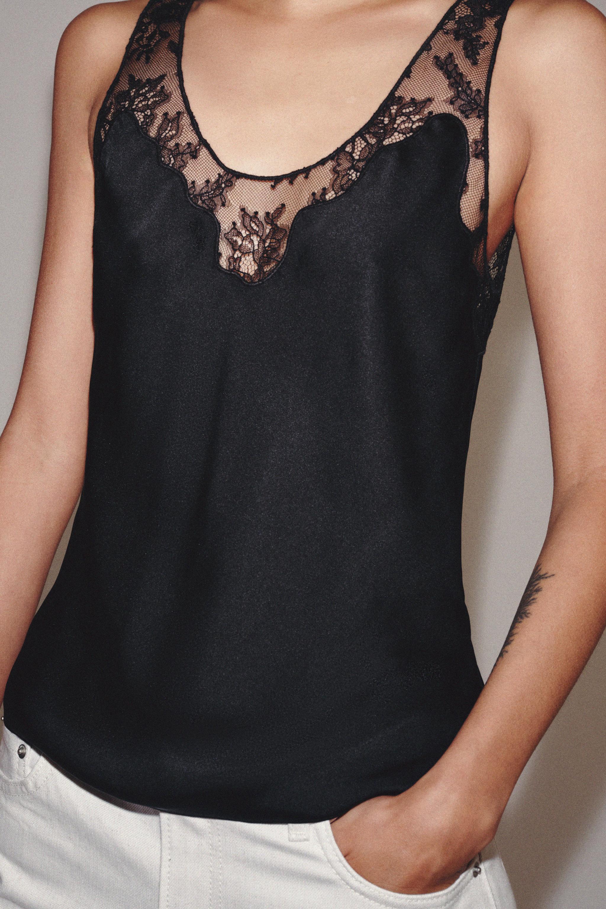 SATIN EFFECT LACE TOP ZW COLLECTION